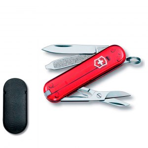 Нож-брелок Victorinox Classic SD Transparent Red 58 мм 7 функций 0.6223.T