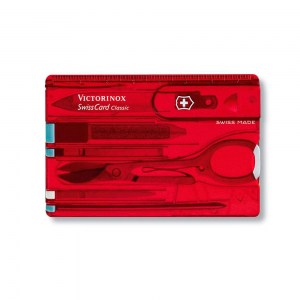 Швейцарская карточка Victorinox SwissCard Classic Transparent Red 10 функций 0.7100.T