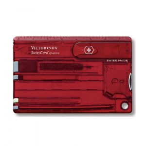 Швейцарская карточка Victorinox SwissCard Quattro Transparent Red 14 функций 0.7200.T
