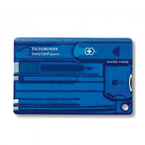Швейцарская карточка Victorinox SwissCard Quattro Transparent Blue 14 функций 0.7222.T2