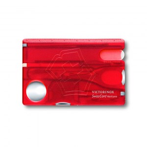 Швейцарская карточка Victorinox SwissCard Nailcare Transparent Red 13 функций 0.7240.T