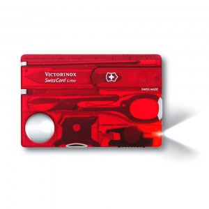 Швейцарская карточка Victorinox SwissCard Lite Transparent Red 13 функций 0.7300.T