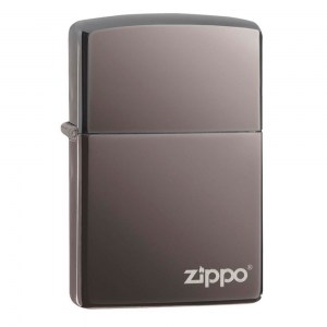 Зажигалка широкая Zippo Classic Zippo Logo Black Ice 150ZL