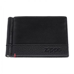 Зажим для денег Zippo с защитой от сканирования RFID черный натуральная кожа 2006025
