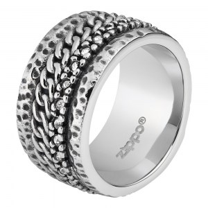 Кольцо Zippo с цепочным орнаментом серебристое нержавеющая сталь диаметр 20,4мм 2006566