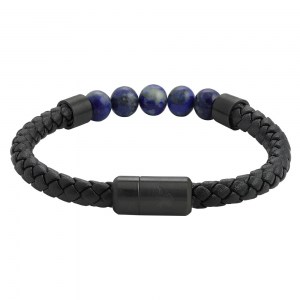 Браслет Zippo Leather Bracelet with Charms черно-синий 20 см 2007160