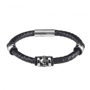 Браслет Zippo Three Charms Leather Bracelet черный 20 см 2007172