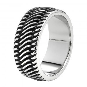 Кольцо Zippo Tyre Shape Ring серебристое-черное диаметр 19,7 мм 2007180