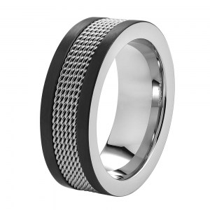 Кольцо Zippo Mesh Band Ring черно-серебристое диаметр 19,7 мм 2007199