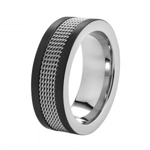 Кольцо Zippo Mesh Band Ring черно-серебристое диаметр 22,3 мм 2007203