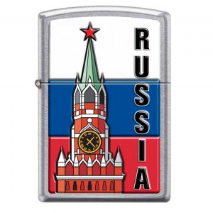 Зажигалка широкая Zippo Classic Московский кремль Street Chrome 207 KREMLIN FLAG RUSSIA