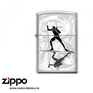 Зажигалка широкая Zippo Classic Биатлонист Street Chrome 207_biathlon