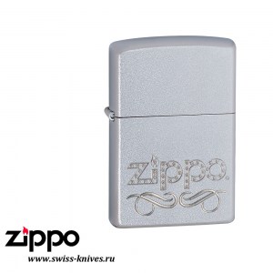 Зажигалка широкая Zippo Classic Scroll Satin Chrome 24335