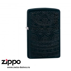 Зажигалка широкая Zippo Classic Tone on Tone Design Black Matte 29989
