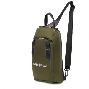 Рюкзак однолямочный SwissGear зеленый/оранжевый 4л 3992606550