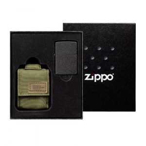 Подарочный набор Zippo зажигалка Black Crackle и нейлоновый чехол 89 мл 49400