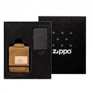 Подарочный набор Zippo зажигалка Black Crackle и нейлоновый чехол 49401