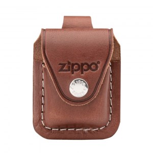 Чехол Zippo для широкой зажигалки с кожаным фиксатором на ремень натуральная кожа коричневый LPLB
