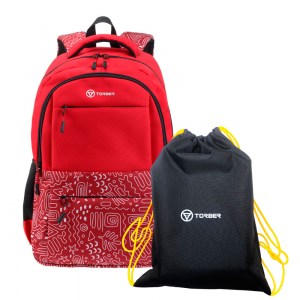 Рюкзак школьный Torber Class X красный с принтом 17 л T2602-22-RED-M