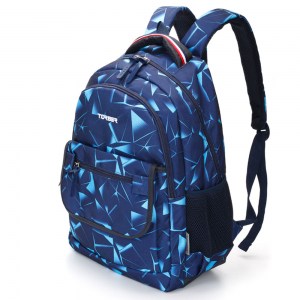 Рюкзак школьный Torber Class X синий с орнаментом 17л T2743-NAV-BLU