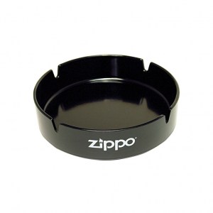 Пепельница Zippo черная с логотипом диаметр 13см ZAT