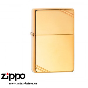 Зажигалка широкая Zippo Vintage w/Slashes High Polish Brass 270