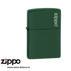 Зажигалка широкая Zippo Zippo Logo Green Matte 221ZL