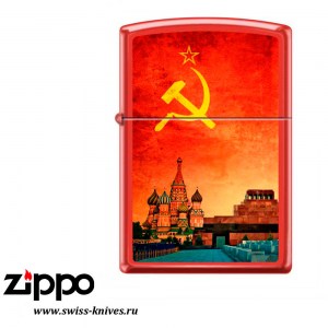 Зажигалка широкая Zippo Красная Москва Red Matte 233 SOVIET DESIGN