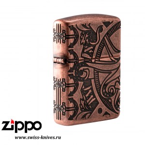 Зажигалка широкая Zippo Armor Nautical Scene Design Antique Copper 49000