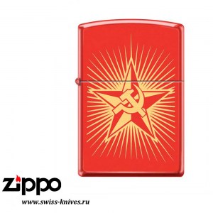 Зажигалка широкая Zippo Серп и Молот и Звезда Red Matte 233 RUSSIAN HAMMER SICKLE