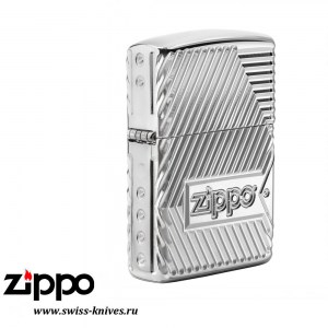 Зажигалка широкая Zippo  Armor Bolts Design High Polish Chrome 29672