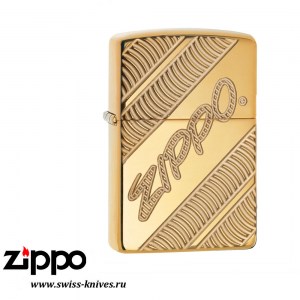 Зажигалка широкая Zippo Armor Coiled Deep Carved High Polish Brass 29625